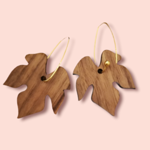 Φθινοπωρινά ξύλινα σκουλαρίκια Fall Leaf - ξύλο, κρεμαστά, γάντζος - 4