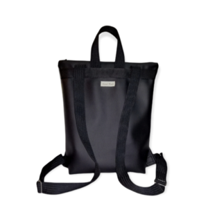 Τσάντα πλάτης, backpack, μαύρη δερματίνη, ύφασμα με φύλλα - ύφασμα, πλάτης, μεγάλες, all day, δερματίνη - 4