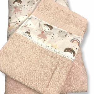 Σετ παιδικές - βρεφικές πετσέτες 2 τεμ. (70x140, 40x60) ροζ για κορίτσι - κορίτσι, πετσέτες