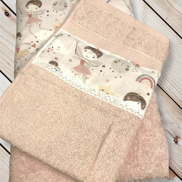 Σετ παιδικές - βρεφικές πετσέτες 2 τεμ. (70x140, 40x60) ροζ για κορίτσι - κορίτσι, πετσέτες - 3