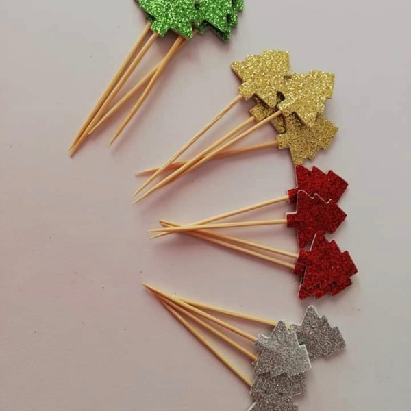 Christmas tree cupcake toppers - διακοσμητικά για τούρτες, διακοσμητικά, merry christmas, christmas decoration, δέντρο - 2