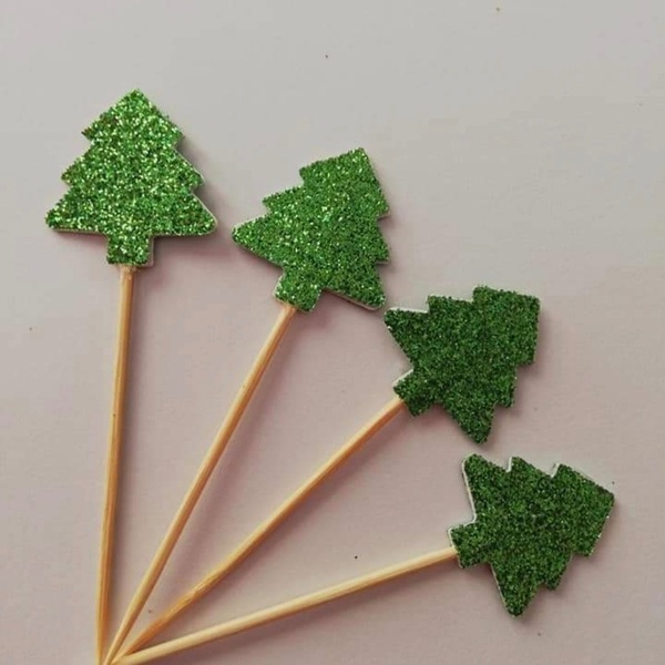 Christmas tree cupcake toppers - διακοσμητικά για τούρτες, διακοσμητικά, merry christmas, christmas decoration, δέντρο - 4