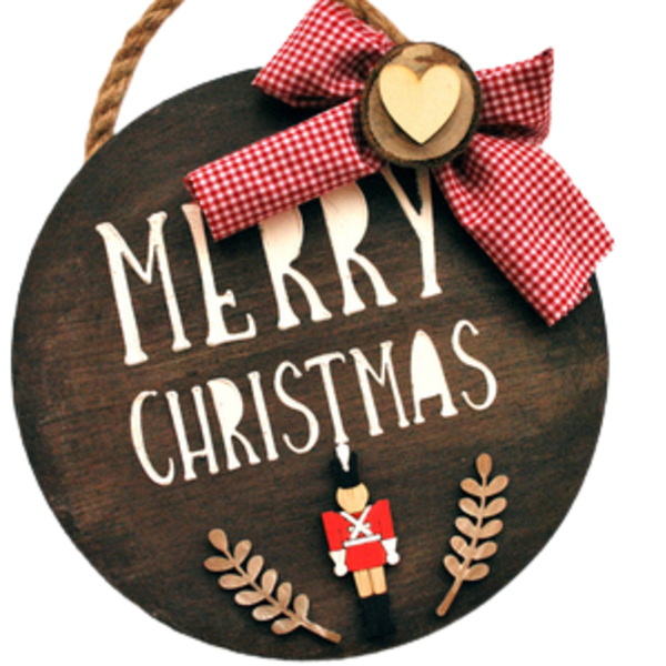 Ξύλινη χριστουγεννιάτικη ταμπέλα Merry Christmas 22 εκ - ξύλο, διακοσμητικά, χριστουγεννιάτικα δώρα