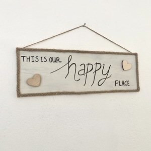 Ξύλινη Πινακίδα This is Our Happy Place - πίνακες & κάδρα - 2