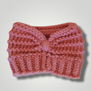 Knitted headband |Πλεκτή κορδέλα μαλλιών Ροζ πούδρα - νήμα, ακρυλικό, σκουφάκια, headbands - 2
