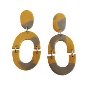 Καρφωτά σκουλαρίκια Οβάλ - πηλός, ατσάλι, κρεμαστά, καρφάκι - 2