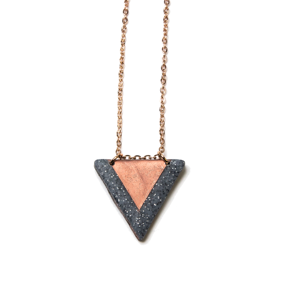 The Triangle necklace - charms, πηλός, μακριά, ατσάλι