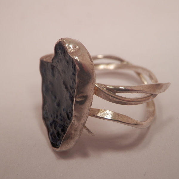 Ασημενιο δακτυλιδι με Αζουριτη - ημιπολύτιμες πέτρες, ασήμι 925, σταθερά, μεγάλα - 2
