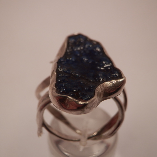 Ασημενιο δακτυλιδι με Αζουριτη - ημιπολύτιμες πέτρες, ασήμι 925, σταθερά, μεγάλα - 3