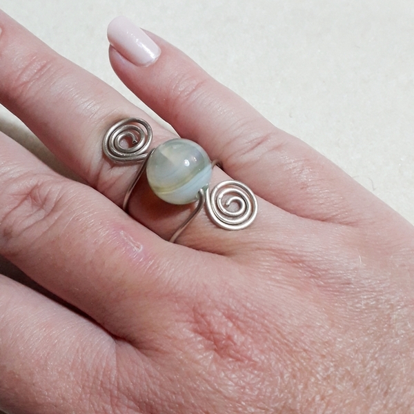 Δαχτυλίδι με αχάτη - ημιπολύτιμες πέτρες, αχάτης, αλπακάς, μεγάλα, αυξομειούμενα - 2
