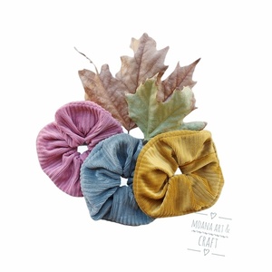 Scrunchie/ Λαστιχάκι μαλλιών 'fluffy ευκάλυπτος' - 1 τεμ. (medium μέγεθος) - βελούδο, για τα μαλλιά, λαστιχάκια μαλλιών - 4