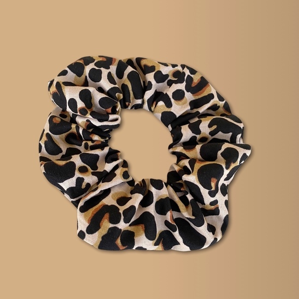 Λαστιχάκι μαλλιων scrunchie μπεζ animal print - ύφασμα, animal print, λαστιχάκια μαλλιών - 2