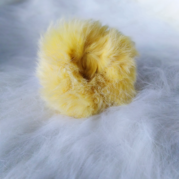 Γούνινο Λαστιχάκι τύπου Scrunchie Κίτρινο από Λαγό - λαστιχάκια μαλλιών