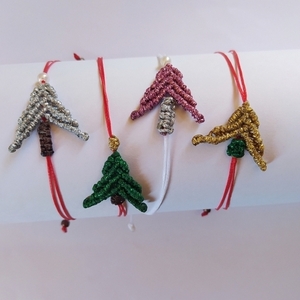 Christmas tree macrame bracelet λαμπερό βραχιολι χειρός - μακραμέ, χριστουγεννιάτικα δώρα, φθηνά - 5