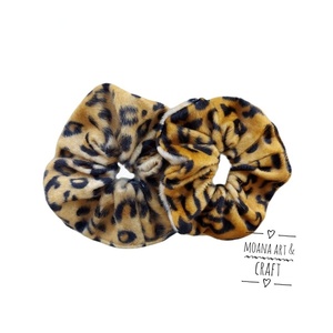 Scrunchie/ Λαστιχάκι μαλλιών animal print 'λεοπάρδαλη' - 1 τεμ. (large) - ύφασμα, animal print, βελούδο, για τα μαλλιά, λαστιχάκια μαλλιών - 2