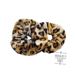 Scrunchie/ Λαστιχάκι μαλλιών animal print 'λεοπάρδαλη' - 1 τεμ. (large) - ύφασμα, animal print, βελούδο, για τα μαλλιά, λαστιχάκια μαλλιών - 5