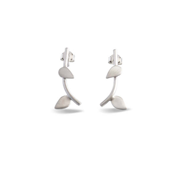 Olive branch earrings, Silver 925 - ασήμι, καρφωτά, μικρά, καρφάκι