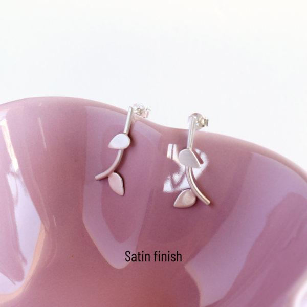 Olive branch earrings, Silver 925 - ασήμι, καρφωτά, μικρά, καρφάκι - 5