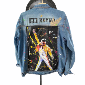 Freddie Mercury σε τζιν τζάκετ ( jean jacket ) handpainted medium - ζωγραφισμένα στο χέρι, customized