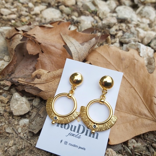 Gold earrings boho2 - επιχρυσωμένα, κρίκοι, boho