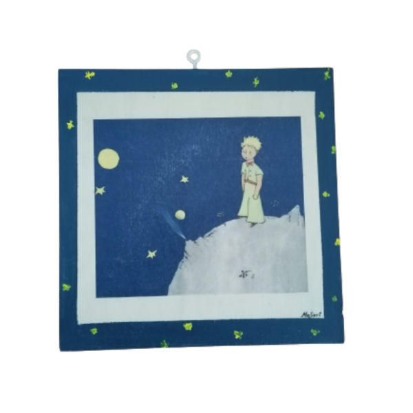 Πρίγκιπας πάνω στη σελήνη σε ξύλο διάστασης 25Χ25εκατ. - μικρός πρίγκιπας, παιδικοί πίνακες