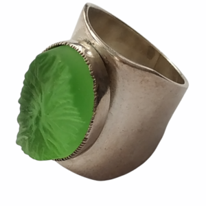Χειροποίητο δαχτυλίδι από ασήμι 925 με πράσινη πέτρα - ασήμι 925, σταθερά, μεγάλα
