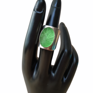 Χειροποίητο δαχτυλίδι από ασήμι 925 με πράσινη πέτρα - ασήμι 925, σταθερά, μεγάλα - 2