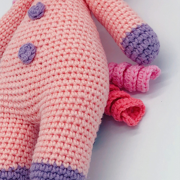 Μικρό πόνι ροζ λούτρινο πλεκτό χειροποίητο κουκλάκι 30εκατοστά - δώρο, λούτρινα, παιχνίδια, προίκα μωρού, λούτρινα αρκουδάκια - 3