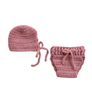 Βρεφικό σετ με σκουφάκι και φουφούλα για κοριτσάκι ροζ 0-3 μηνών (100% ακρυλικό) - κορίτσι, σετ, 0-3 μηνών, βρεφικά ρούχα