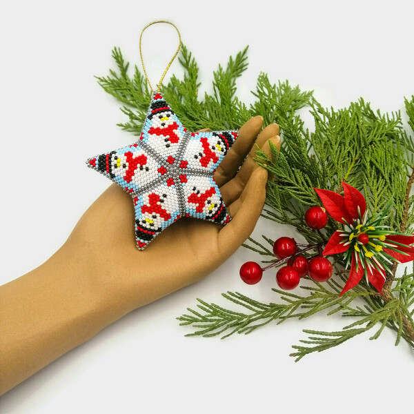 Χριστουγεννιάτικo Αστέρι από Γυάλινες Χάντρες 10x10εκ. - γυαλί, αστέρι, χριστουγεννιάτικα δώρα, στολίδια - 2