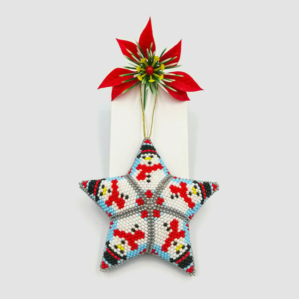 Χριστουγεννιάτικo Αστέρι από Γυάλινες Χάντρες 10x10εκ. - γυαλί, αστέρι, χριστουγεννιάτικα δώρα, στολίδια - 3