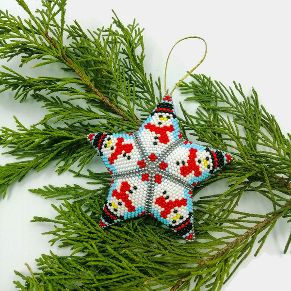 Χριστουγεννιάτικo Αστέρι από Γυάλινες Χάντρες 10x10εκ. - γυαλί, αστέρι, χριστουγεννιάτικα δώρα, στολίδια - 4
