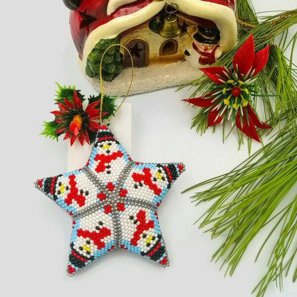 Χριστουγεννιάτικo Αστέρι από Γυάλινες Χάντρες 10x10εκ. - γυαλί, αστέρι, χριστουγεννιάτικα δώρα, στολίδια - 5