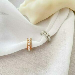 Σκουλαρίκι Ear Cuff με Πέρλες και Ζιργκόν Chloe Cuff Silver - ορείχαλκος, επάργυρα, μικρά, πέρλες - 2