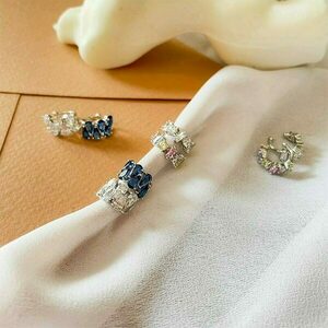 Σκουλαρίκι Ear Cuff με Ζιργκόν Amy Blue - επιχρυσωμένα, ορείχαλκος, μικρά, φθηνά - 3