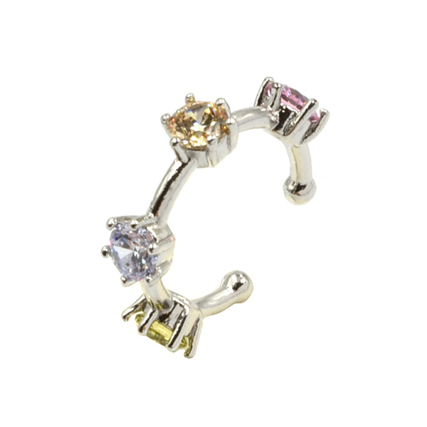 Σκουλαρίκι Ear Cuff με Πολύχρωμα Ζιργκόν Beatrice Rainbow - ορείχαλκος, επάργυρα, μικρά, ear cuffs, φθηνά