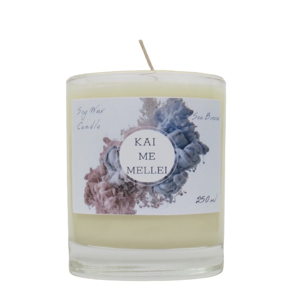 Χειροποίητο Κερί Σόγιας 250ml σειρά SeaBreeze Kaimemellei - αρωματικά κεριά, διακοσμητικά, κεριά, αρωματικό χώρου, κερί σόγιας - 2