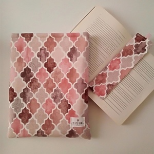 Θήκη βιβλίου & σελιδοδείκτης "Pink Moroccan" - ύφασμα, βιβλίο, θήκες βιβλίων