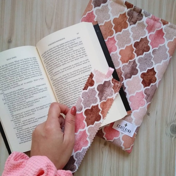Θήκη βιβλίου & σελιδοδείκτης "Pink Moroccan" - ύφασμα, θήκες βιβλίων - 2