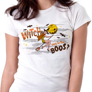Witch way to the Boos? Halloween μπλουζάκι. t-shirt με λογοπαίγνιο - φεγγάρι, halloween, ρετρό, χιουμοριστικό - 2