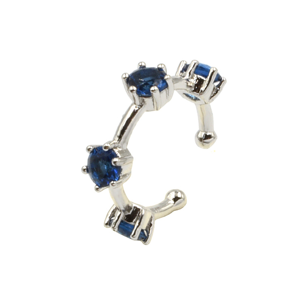 Σκουλαρίκι Ear Cuff με Μπλε Ζιργκόν Beatrice Blue - ορείχαλκος, επάργυρα, μικρά, ear cuffs, φθηνά