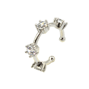 Σκουλαρίκι Ear Cuff με Ζιργκόν Beatrice Silver - ορείχαλκος, επάργυρα, μικρά, φθηνά
