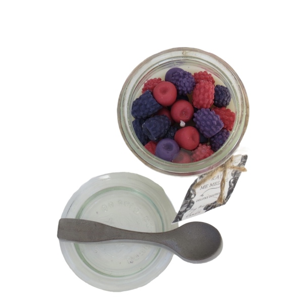 Κερί Σόγιας 220ml σχέδιο YogurtBerries σειρά DeluxeCandles Kaimemellei - χειροποίητα, αρωματικά κεριά, διακοσμητικά, αρωματικό χώρου, κερί σόγιας - 2