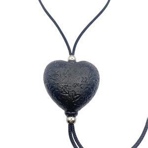 Sculpt Heart Κολιε Gold and Black - γυαλί, καρδιά, μακριά, φθηνά, μενταγιόν - 4