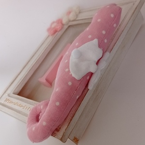 Καδράκι παιδικό Ξύλινο 3D 22×16×3,2εκ. ροζ πανινος ιππόκαμπος - κορίτσι, διακόσμηση βάπτισης, βρεφικά - 5