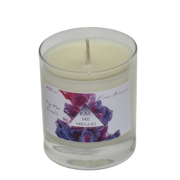 Χειροποίητο Κερί Σόγιας 200ml σειρά FlowerBlossom Kaimemellei - αρωματικά κεριά, διακοσμητικά, κεριά, αρωματικό χώρου, κερί σόγιας
