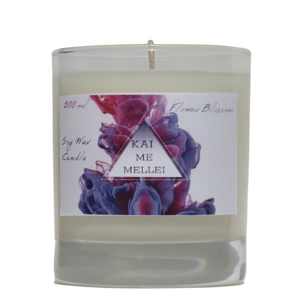 Χειροποίητο Κερί Σόγιας 200ml σειρά FlowerBlossom Kaimemellei - αρωματικά κεριά, διακοσμητικά, κεριά, αρωματικό χώρου, κερί σόγιας - 2
