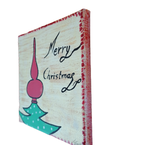 Χριστουγεννιατικη κορυφή έλατο, ζωγραφικη με ακρυλικα - πίνακες & κάδρα - 3