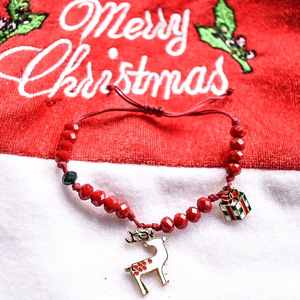 Βραχιόλι τάρανδος με δώρο - charms, χάντρες, χριστούγεννα, χριστουγεννιάτικα δώρα, χεριού, αυξομειούμενα - 5