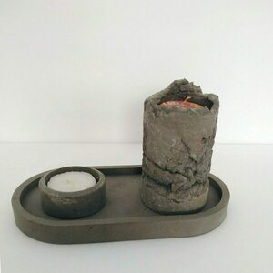 Tσιμεντένιος οβάλ δίσκος 1.6 X 9.5 X 18.2 //ozara dark grey - design, τσιμέντο, σκυρόδεμα, είδη σερβιρίσματος - 5
